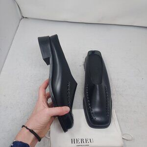Hereu Women Llado Black Square Slide Mule Shoe